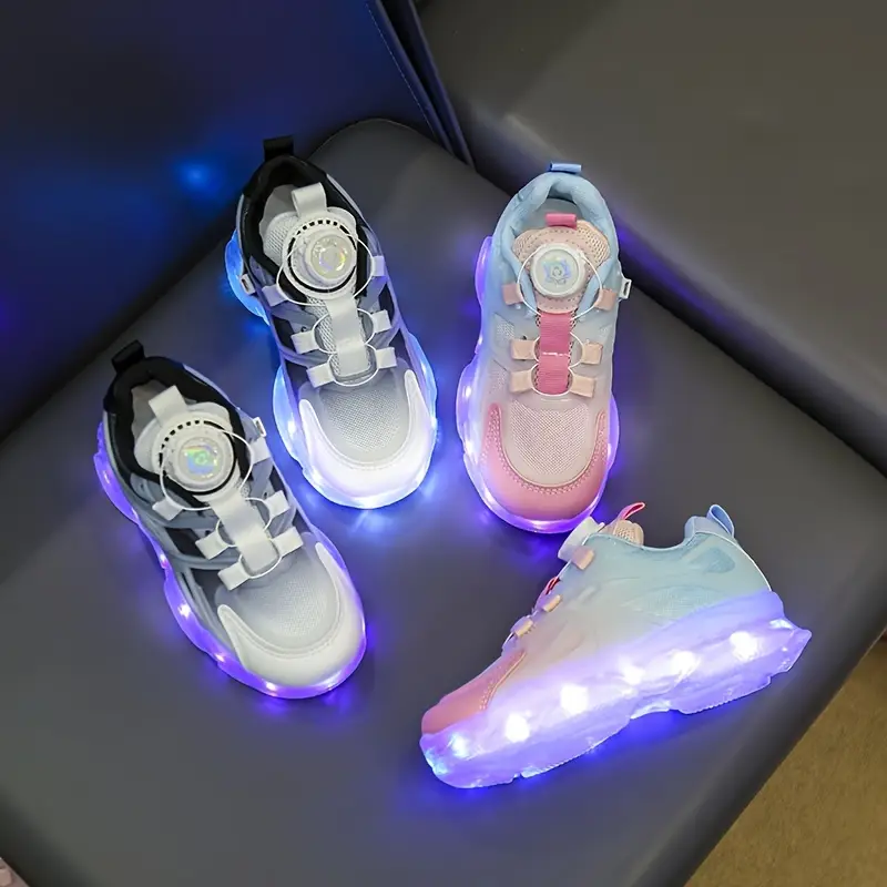 Zapatillas De Moda Para Niñas Con Luz LED Y Hebilla Giratoria, Zapatos Cómodos Y Antideslizantes detalles 5