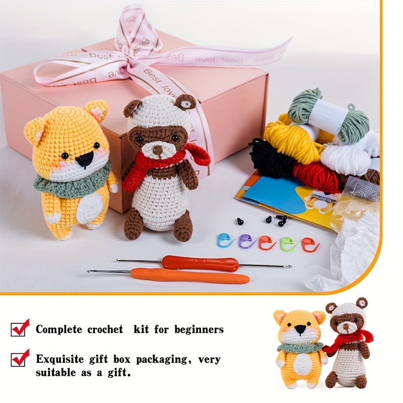 Beginner Crochet Kit. Amigurumi Yarn Set. DIY Craft Kit Gift. How To Gift  Set