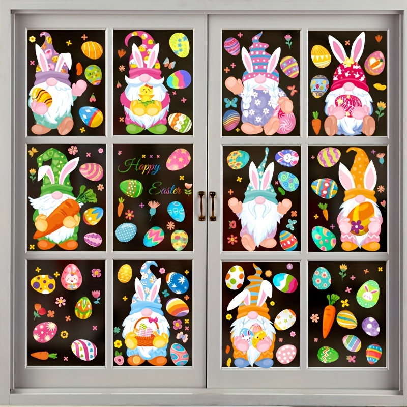 Autocollant mural décoratif double face pour fenêtre de Pâques