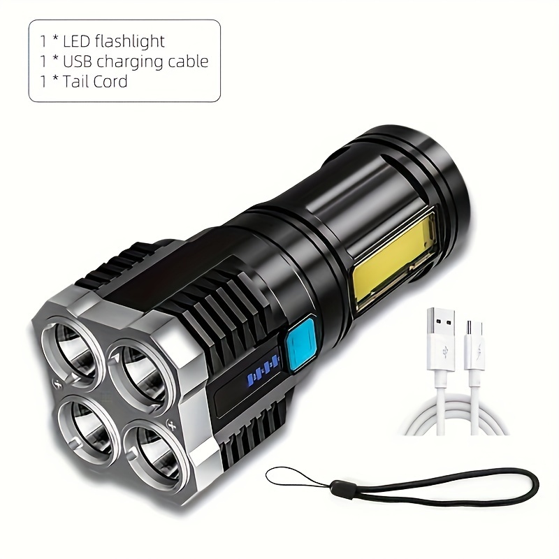 Mini USB Rechargeable Flashlight High Power Flashlight with COB Sidelight