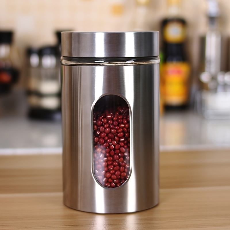 1pc Stainless Steel Canister For The Kitchen Counter Silver