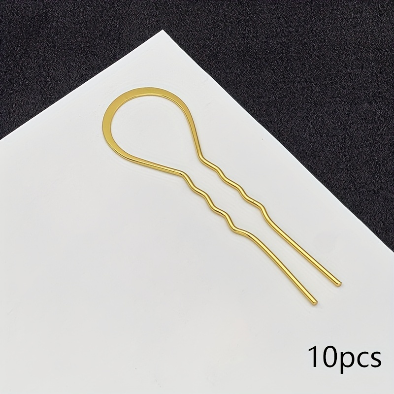 Vintage-style Hairpin With A Large U-shaped , Suitable For Traditional Hanfu Attire, Featuring A Two-pronged Wave Ornament With Electroplating