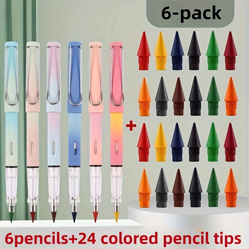 12pcs Colored Forever Pencil With Erase, That Never Needs Sharpened Long  Lasting Writing Infinity Pencil, No Sharpen Endless Pencils With 12Pcs Lead