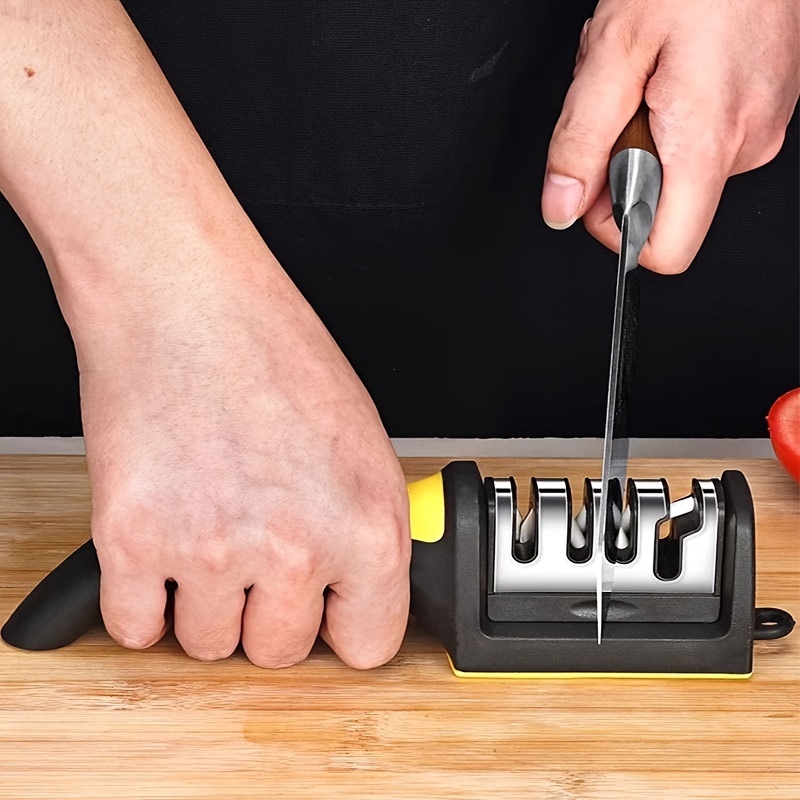 Afilador de cuchillos de cocina, 4 en 1, afilador de tijeras de acero de  tungsteno, hoja manual de cerámica y herramienta de afilado de tijeras para
