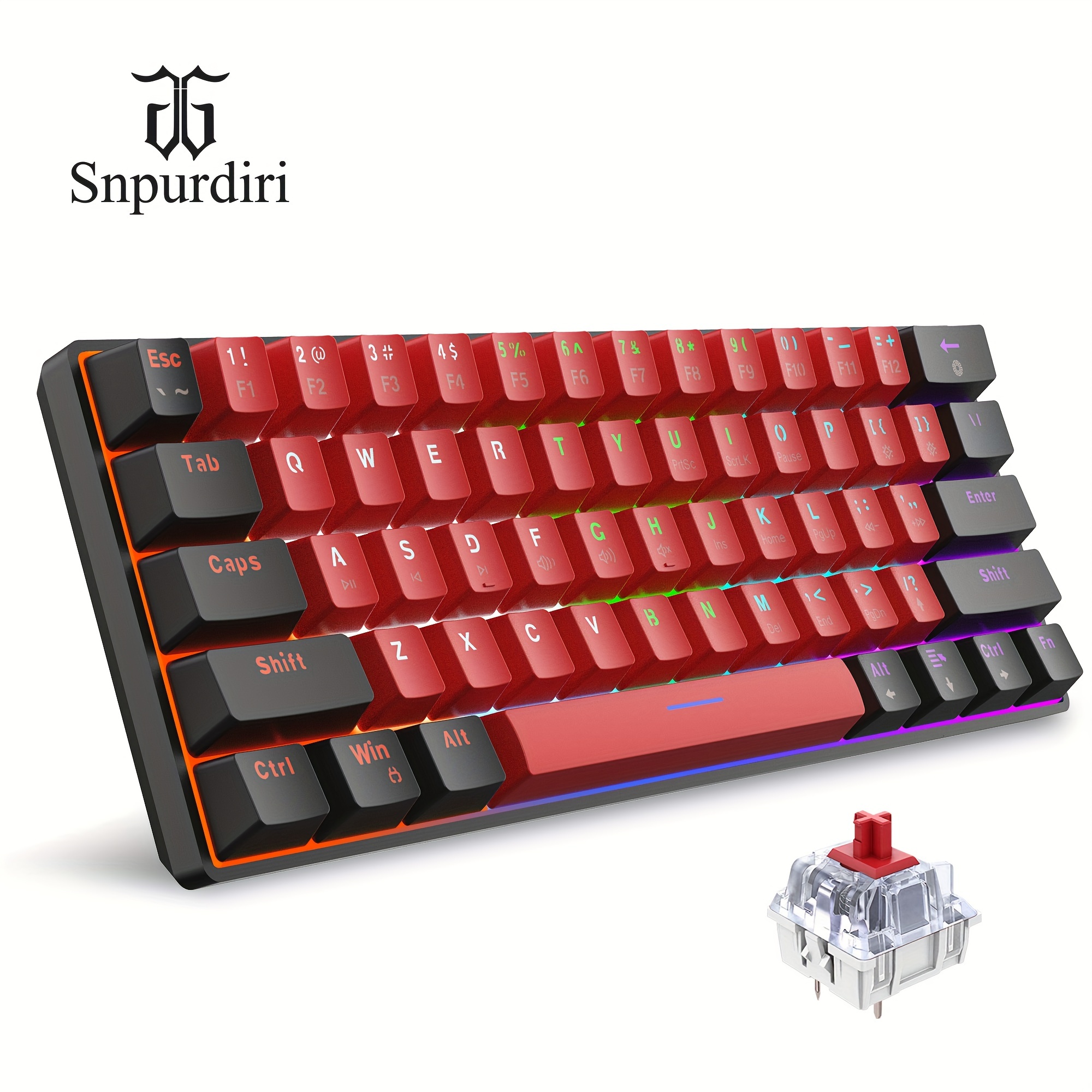 Kraken Pro 60 Keyboard Black Gateron RED Switches