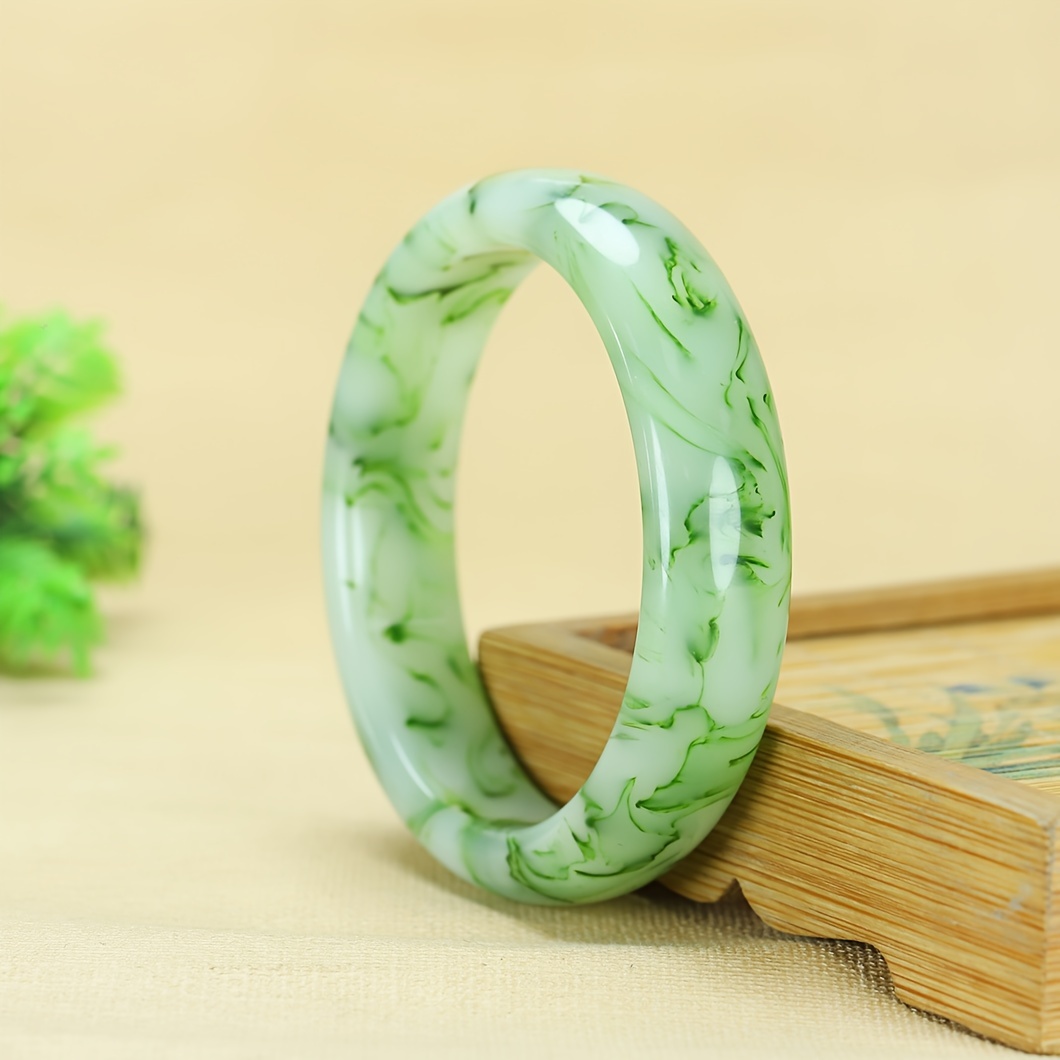 

1pc Fashion Green Flower Bangle, Gift For Mom From Son