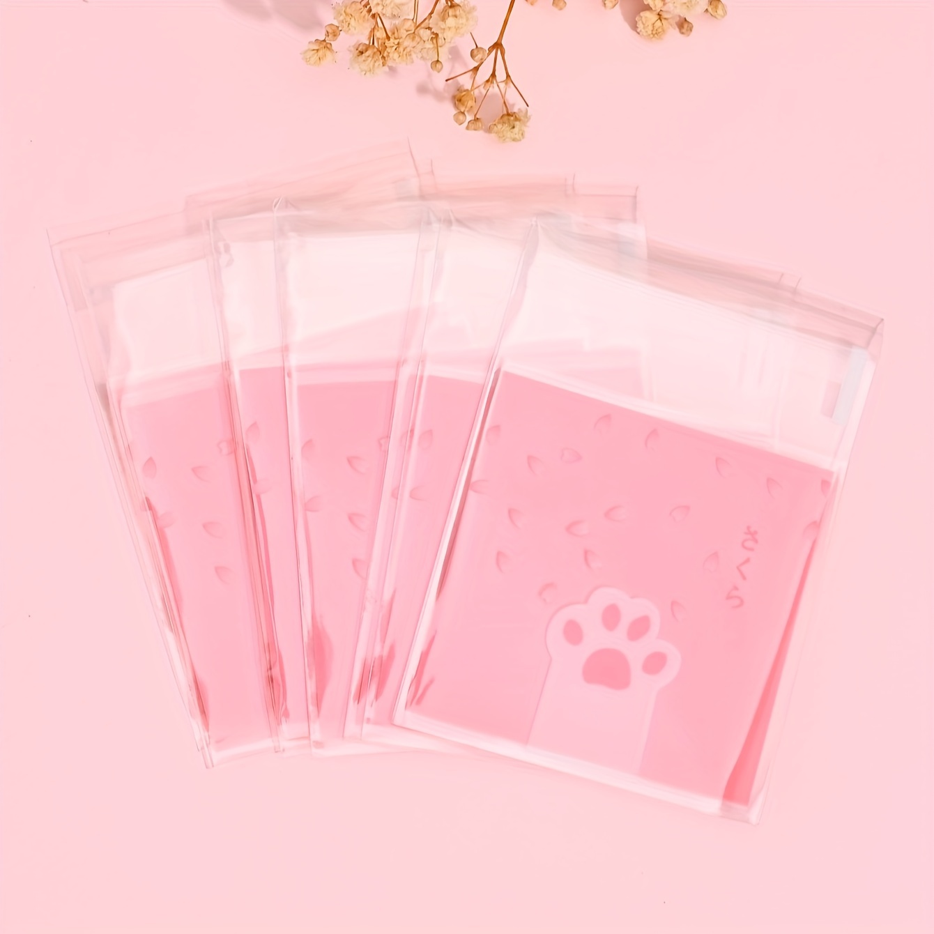 

100pcs Cat Paw Print Jewelry Accessories Package Bags