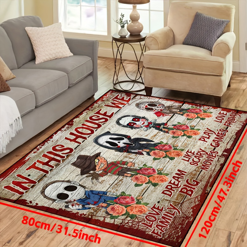  Cool Horror Movie Rugs Thickened Non-Slip Locking Edge Large  Size Customized Area Rug Home Decor Carpets, Cartoon Mats Carpet Decoration  for The Bedroom Living Room Dormitory 24x36 inches, 01 : Home