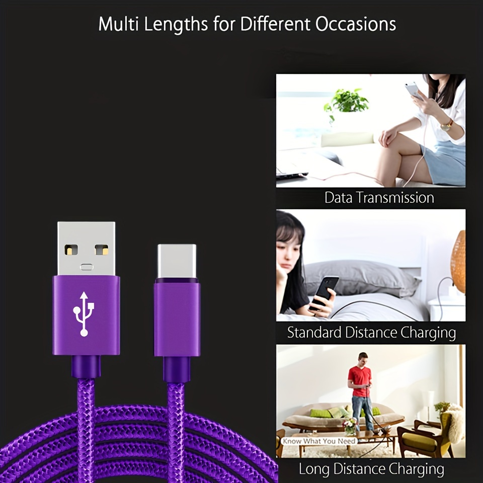 Cablu USB tip C 99,06 cm/198,12 cm/299,72 cm pentru încărcare rapidă și transfer de date pentru for Samsung Xiaomi Vivo OPPO Redmi și alte smartphone-uri USB C