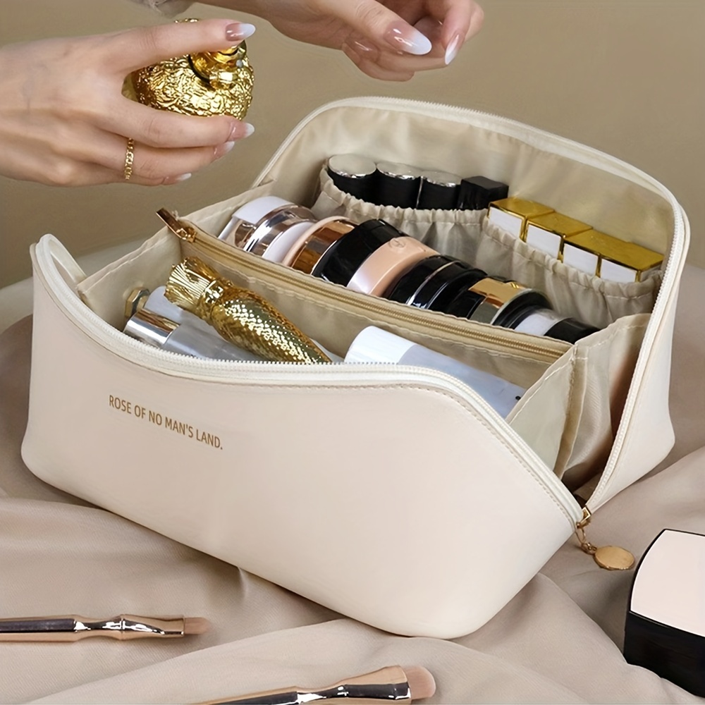 

Pu Makeup Bag With Large Capacity, Multi Functional Travel Storage Bag, Beauty Tools Makeup Box, Waterproof Women's Wash Bag Cosmetic Bag