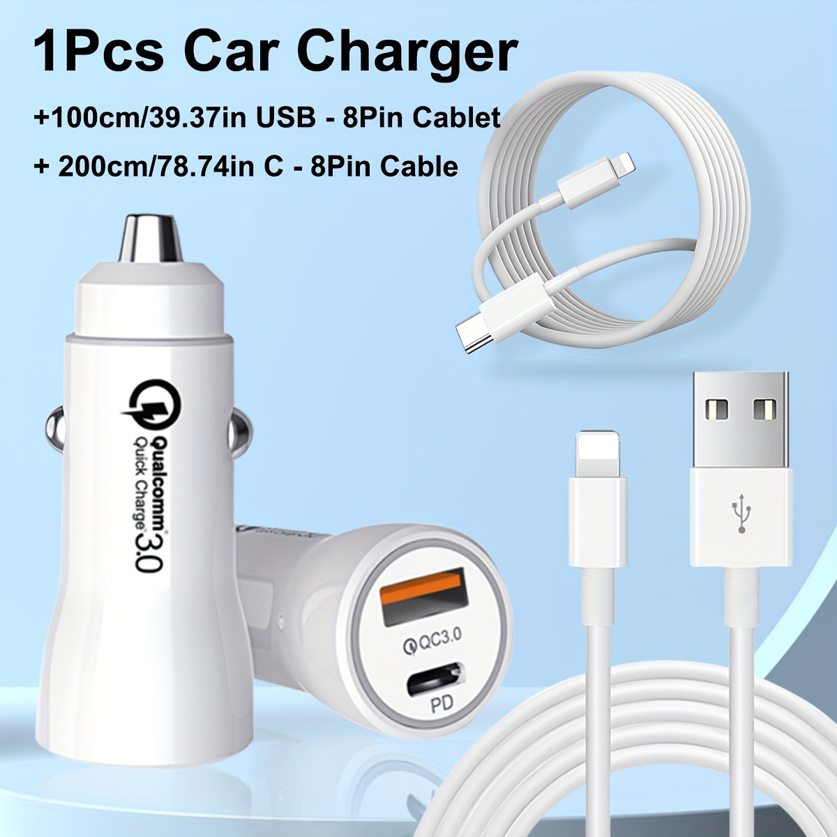 Car Charger Dual Port Pd Fast Charging Usb A + Type C Car Charger Adapter Double  Port Qc3.0 Usb C Pd Car Charger With Charging Cable 1 For Iphone  14/13/12/ipad - Temu New Zealand