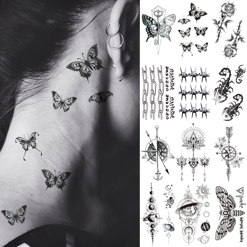 Realistic Dark Butterfly Printable Temporary Tattoo Paper Sticker For Women  Waterproof, Flashy, And Perfect For Back And Waist Tattoos India Style Body  Art Q231020 From Flippedd, $0.26