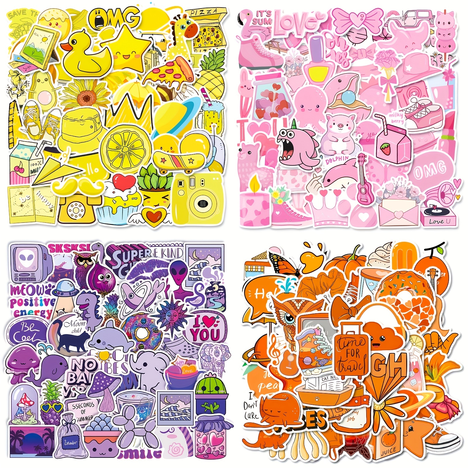 200Pcs Cute Stickers,Vinyl Waterproof Stickers for  Laptop,Bumper,Skateboard,Water Bottles,Computer,Phone, Cute Kawaii Stickers  for Kids Teens Girls