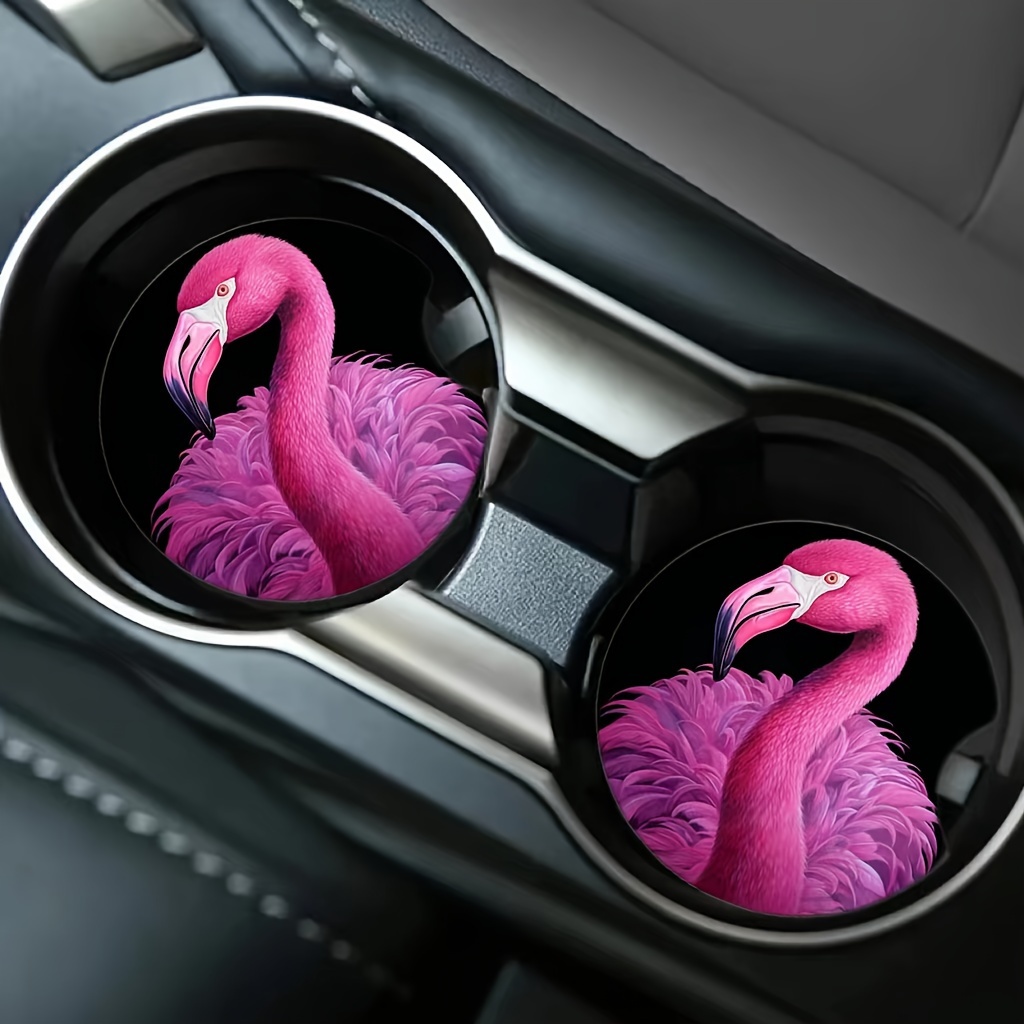 

2pcs Flamingo Car Mounted Water Cup Holder Coasters, Car Rv Business Vehicle Off-road Vehicle Coasters, Indoor Fashion Accessories