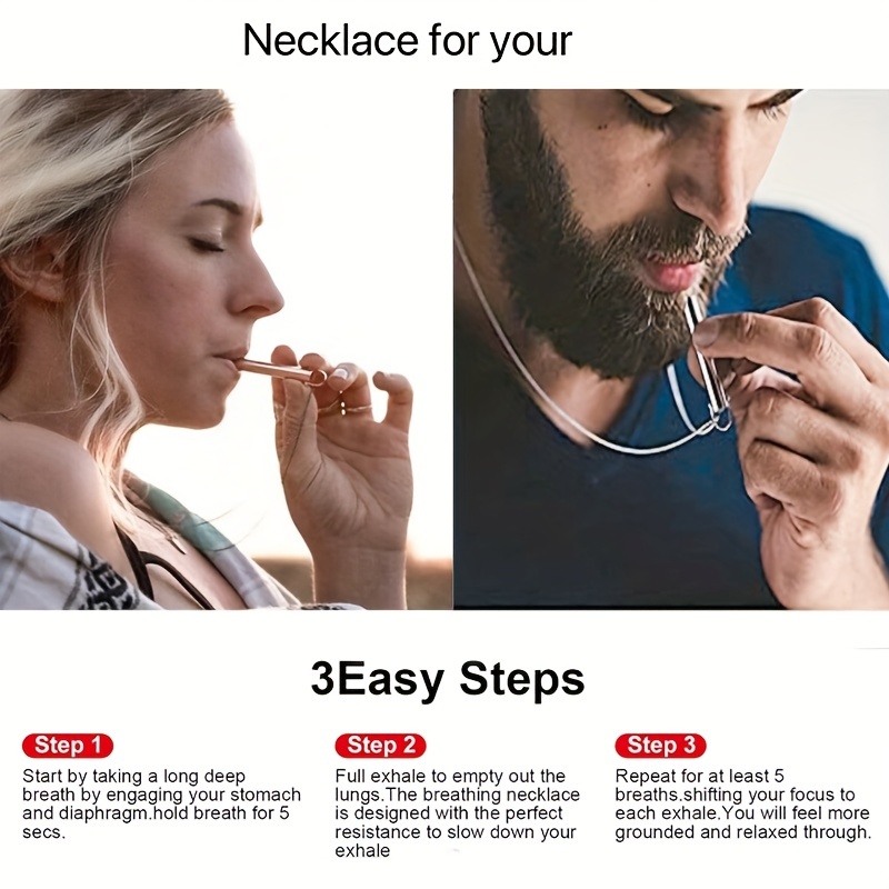 Stainless Steel Anxiety Necklace Mindful Breathing Stress Relief Tool