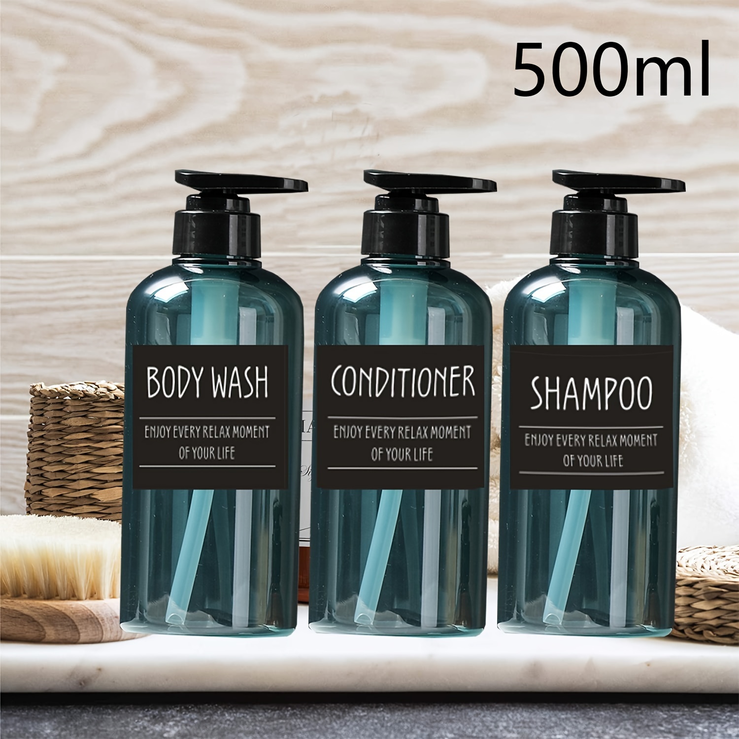 Bouteille de shampoing à pompe vide Bouteille de lotion pour les mains  élégante 500 ml Récipients de bouteille de pompe rechargeables pour vanité  MAINS blanches