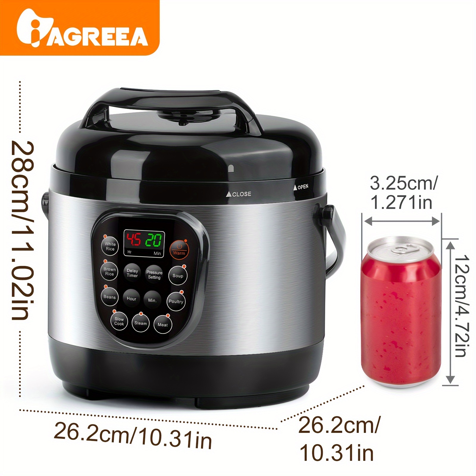 AROMA 20-Cup Stainless Steel Digital Cool-Touch Rice Cooker and