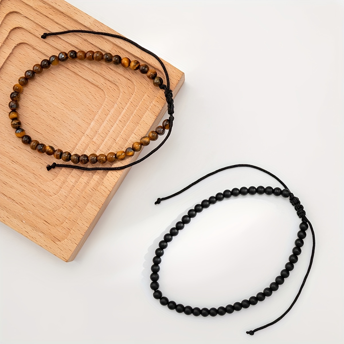 Men's Summer Tiger Stone Beaded Double Layer Adjustable Anklet