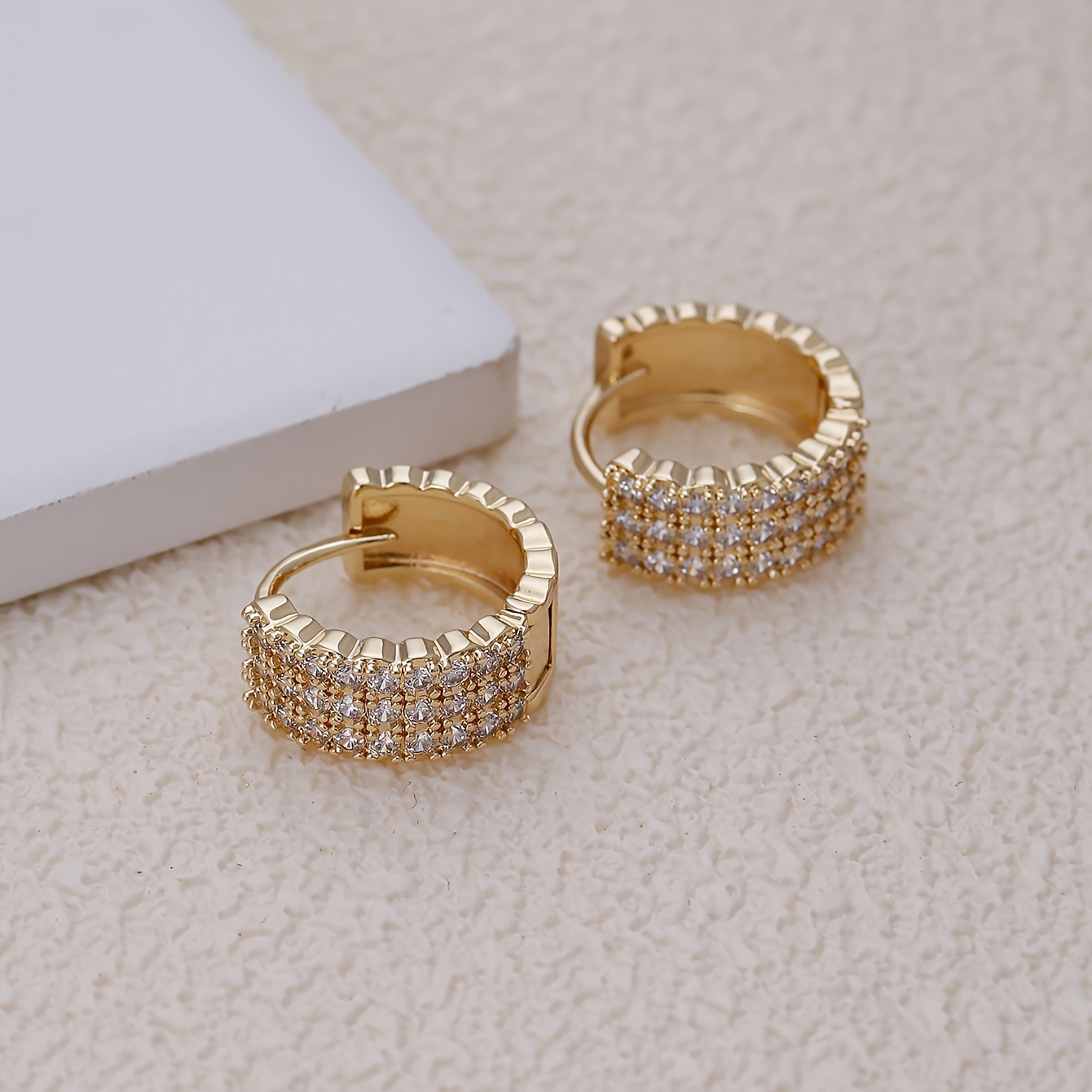 Zircon Men's Earrings - Three Rows Design