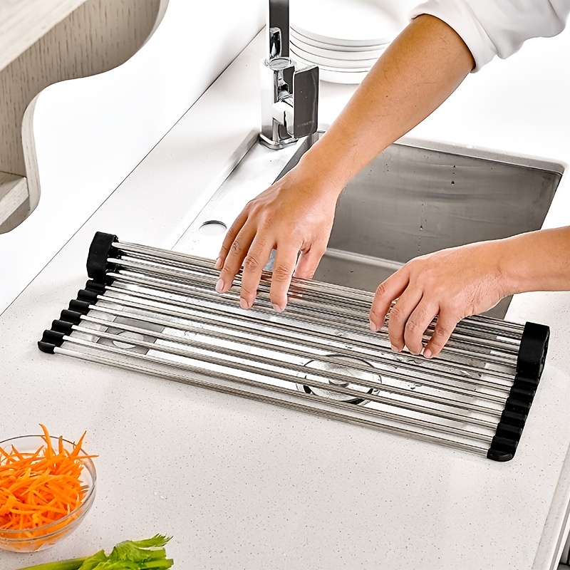 Roll Up Dish Drying Rack Sink Drainer Folding Dish Drainer - Temu