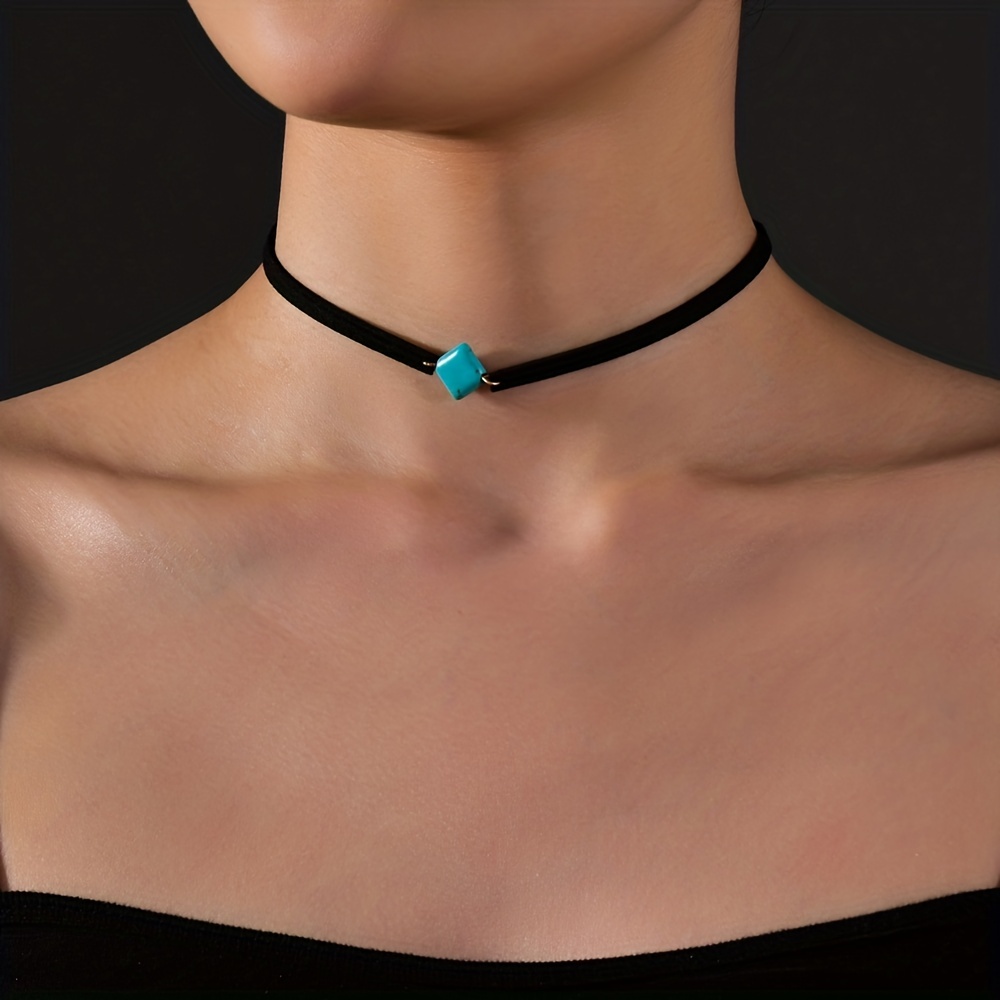 Geometric Ring & Flannel Necklace Choker Set
