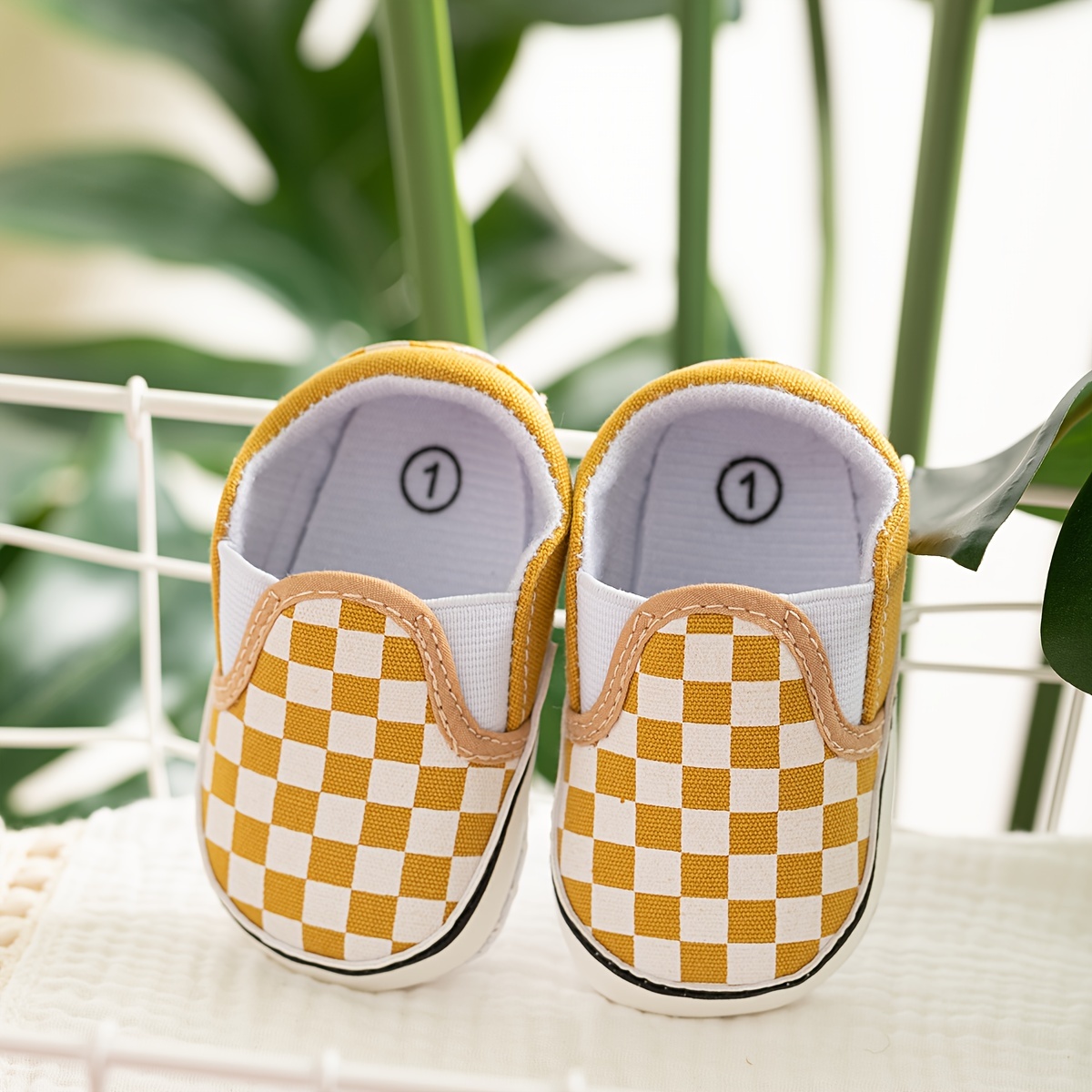 Baby yellow checkered outlet vans