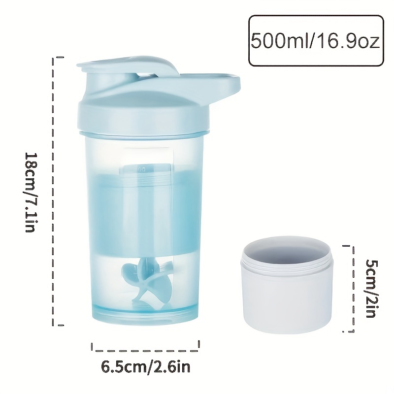 1pc 16.9oz/500ml Leak-Proof Protein Shaker Bottle With Shaker