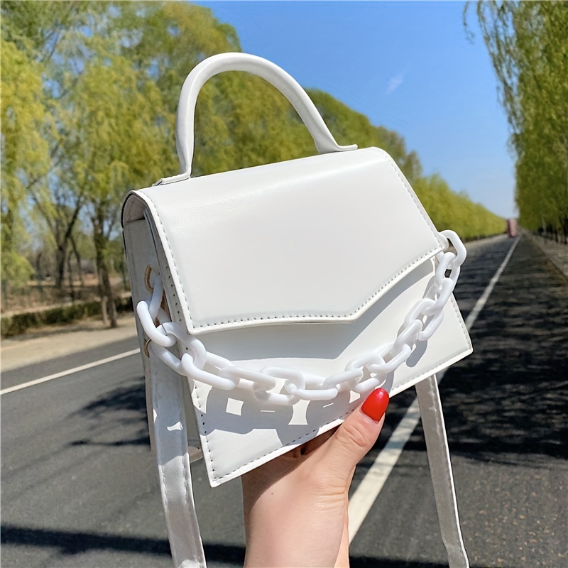 Mini Lychee Pattern Crossbody Bag, Stylish Solid Color Square Shoulder Bag,  Perfect Sling Bag For Daily Use