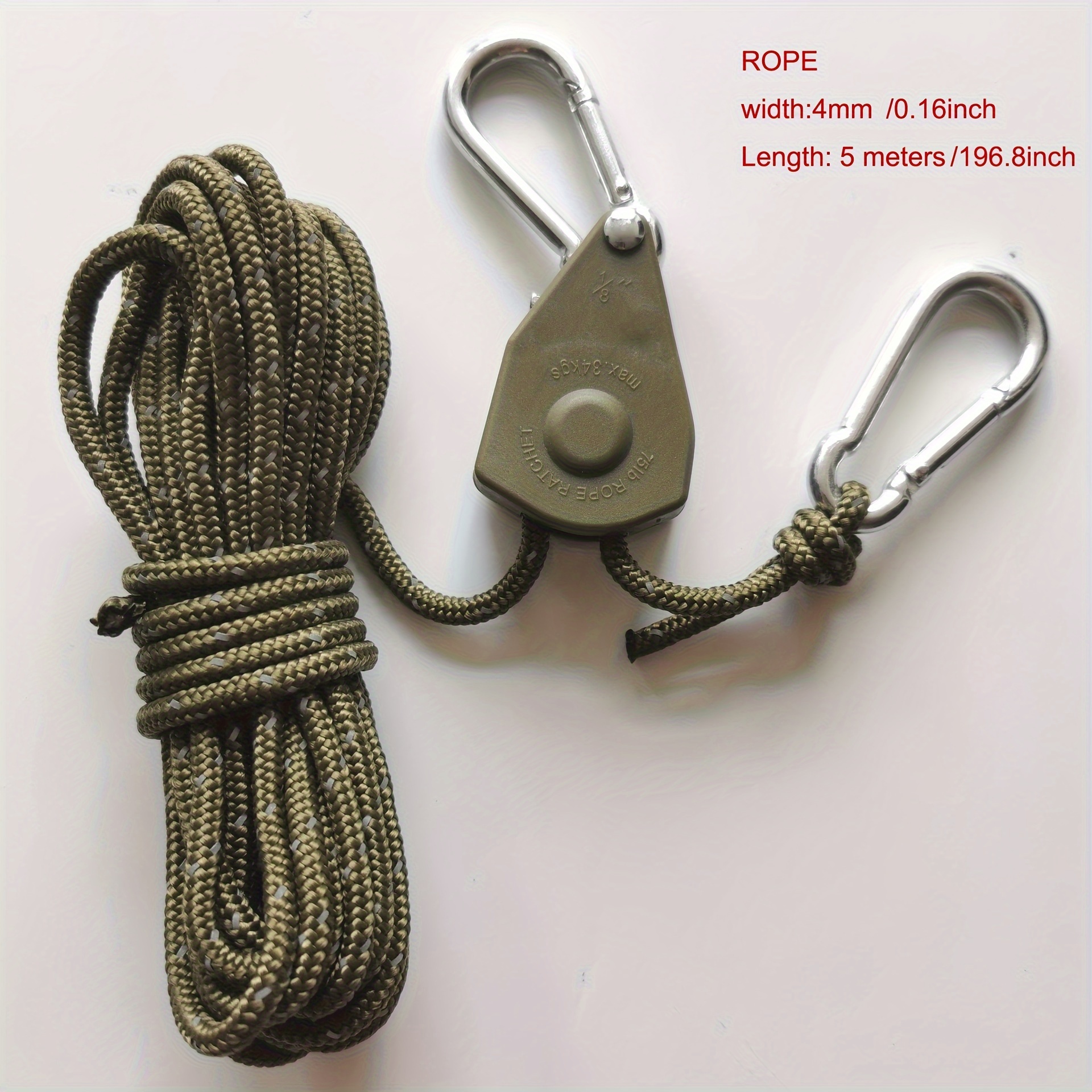 Heavy Duty Adjustable Wind Rope With Metal Pulley Reflective Paracord For  Tent Canopy Tarp, Today's Best Daily Deals