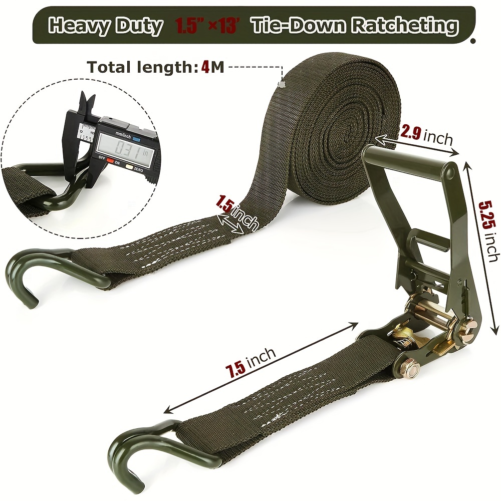 Heavy Duty Ratchet Straps Double J Hook Tie Straps 3000 Lbs - Temu