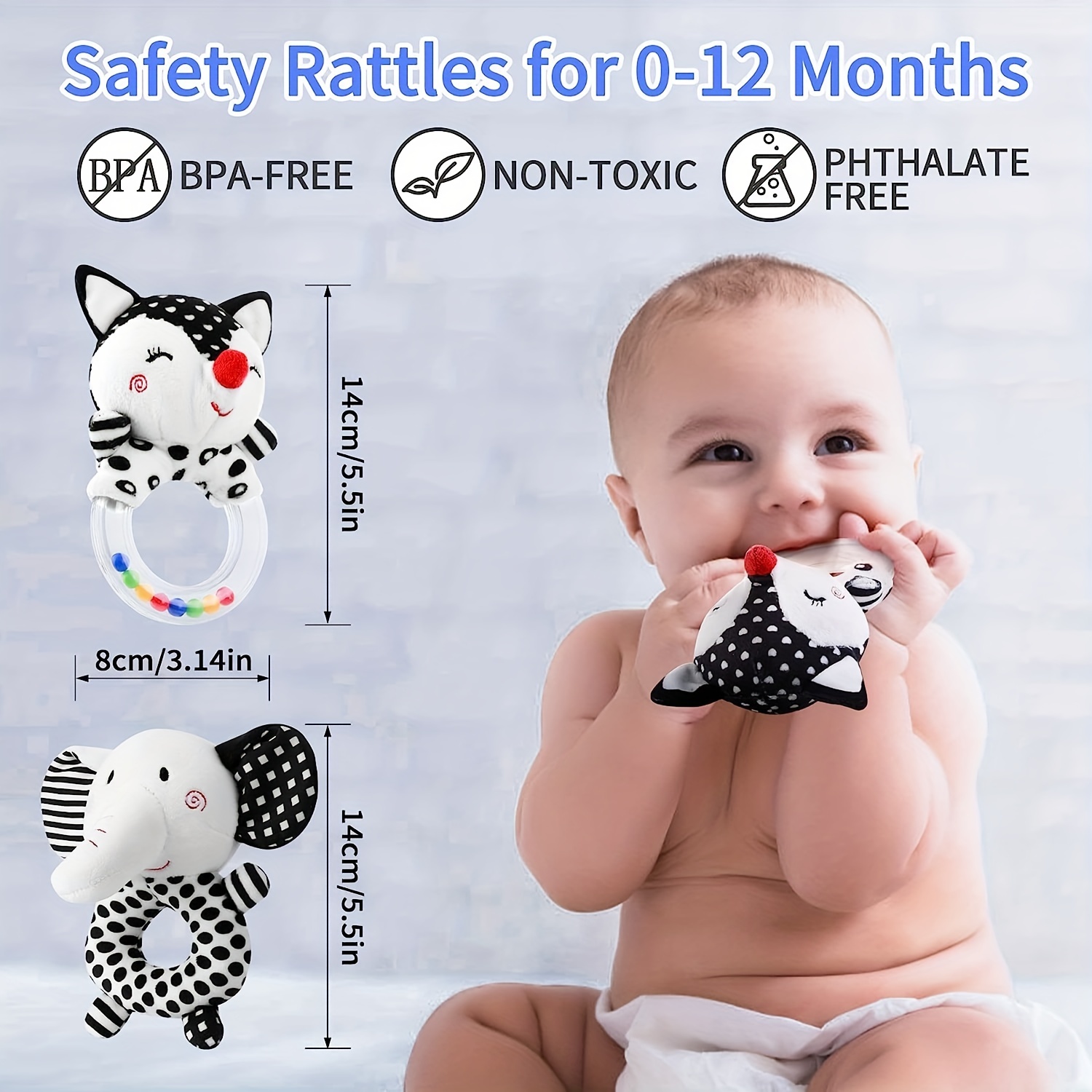 Hochets Bébé 0-6 Mois : Hochets Doux Pour Bébés 0-6 Mois Jouets Sensoriels  Nouveau-nés, Jouets Pour Bébé Noir Et Blanc À Contraste Élevé 0-3 Mois
