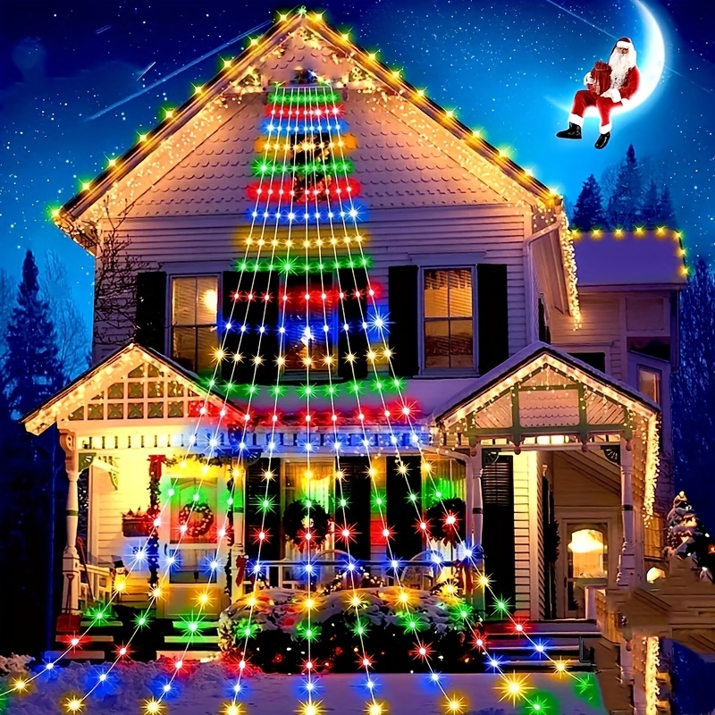 Christmas Lights Outdoor, 400 LED 33 FT 8 Modes Curtain Fairy Star String  Lights with Remote Control, Icicle Lights Outdoor for Christmas, Party,  Holiday, Roof, Yard, Christmas Decorations Outdoor 