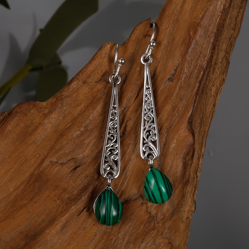 Green stone on sale dangle earrings