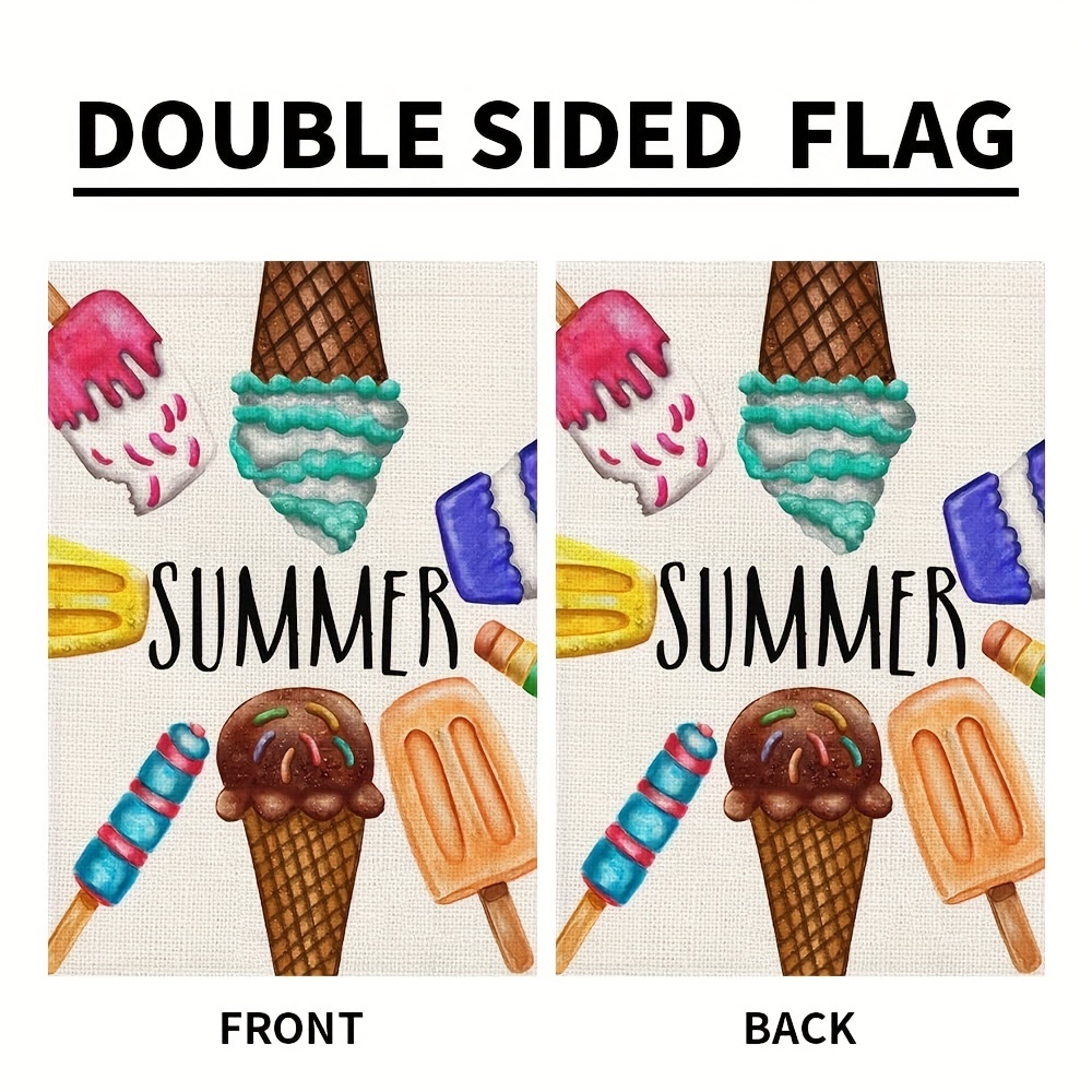 Summer Ice Cream Garden Flag 12x18 Inch Double Sided Seasonal Sign Outside Decor Yard Burlap Small Flags details 2