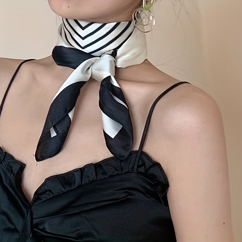 Satin Silk Neck Scarf - Black