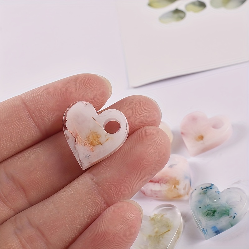 Valentine's Day Flower Heart Shape Resin Keychain - Temu