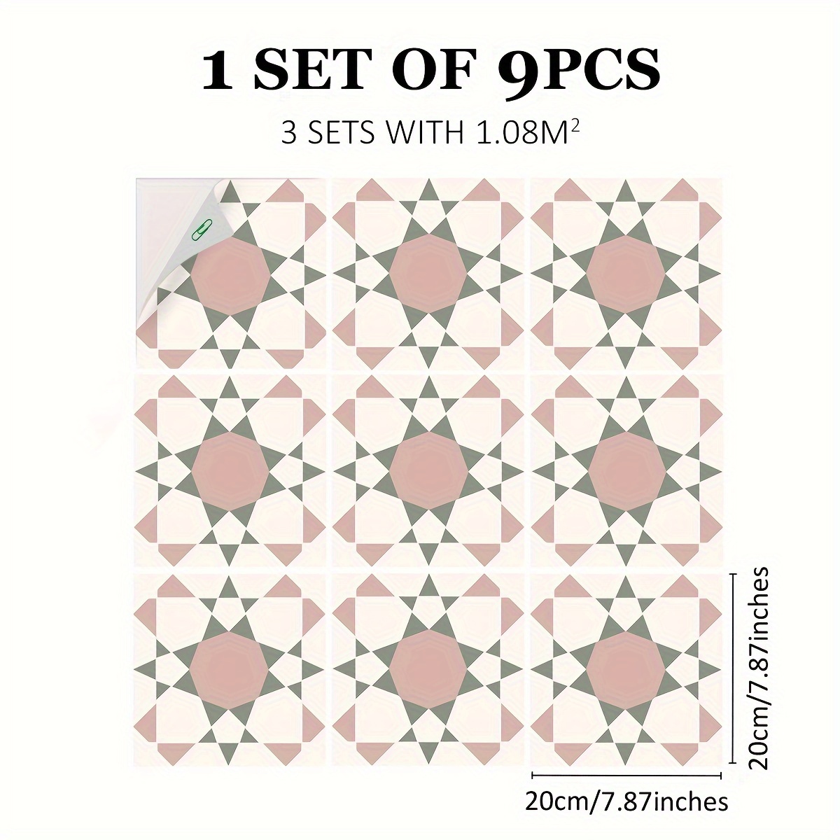 9pcs Pink Printed Floor Stickers Waterproof Anti-slip Home Decoration