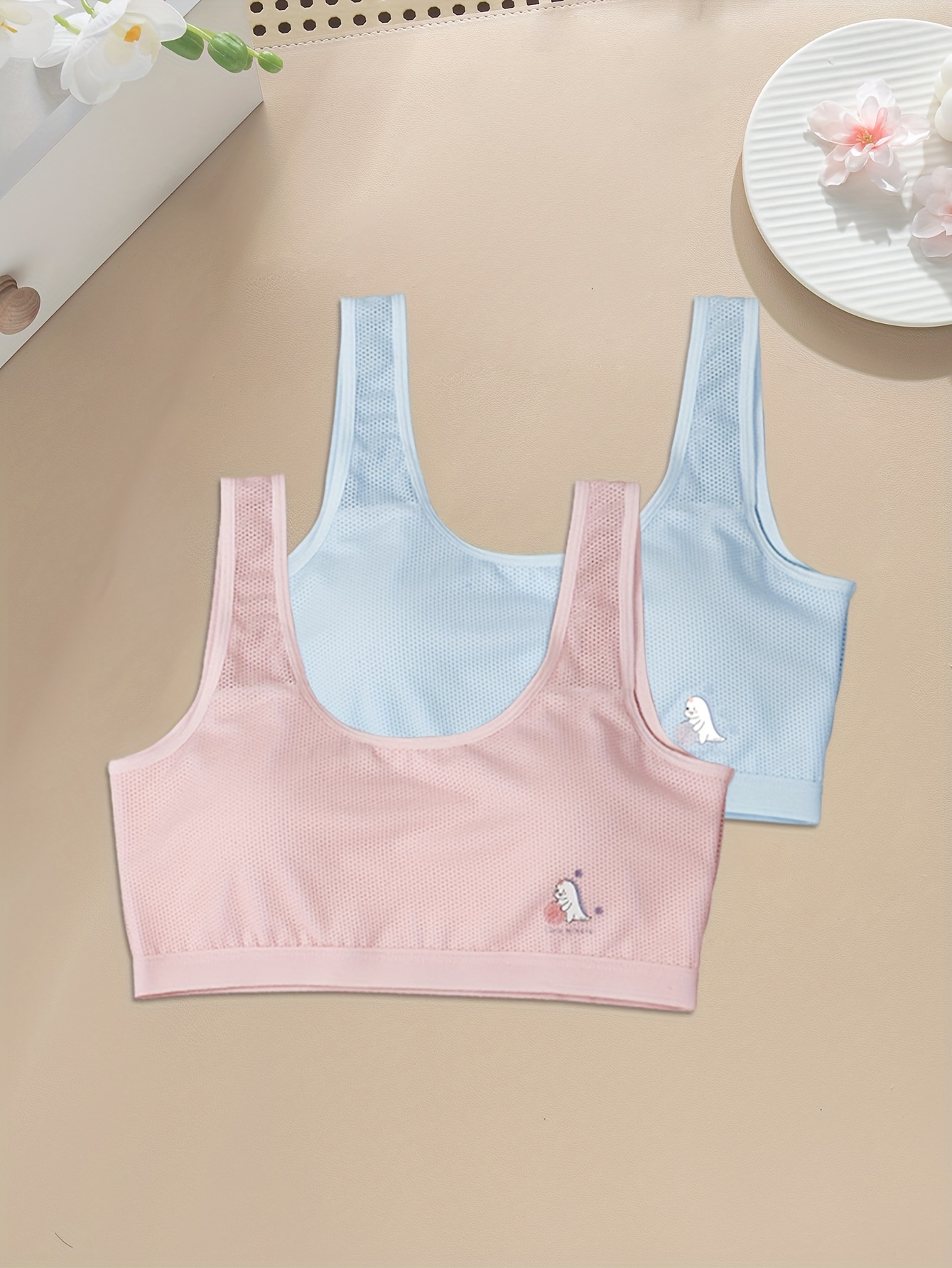 Girls Camisole Bras Breast Pads Breathable Comfy Soft - Temu