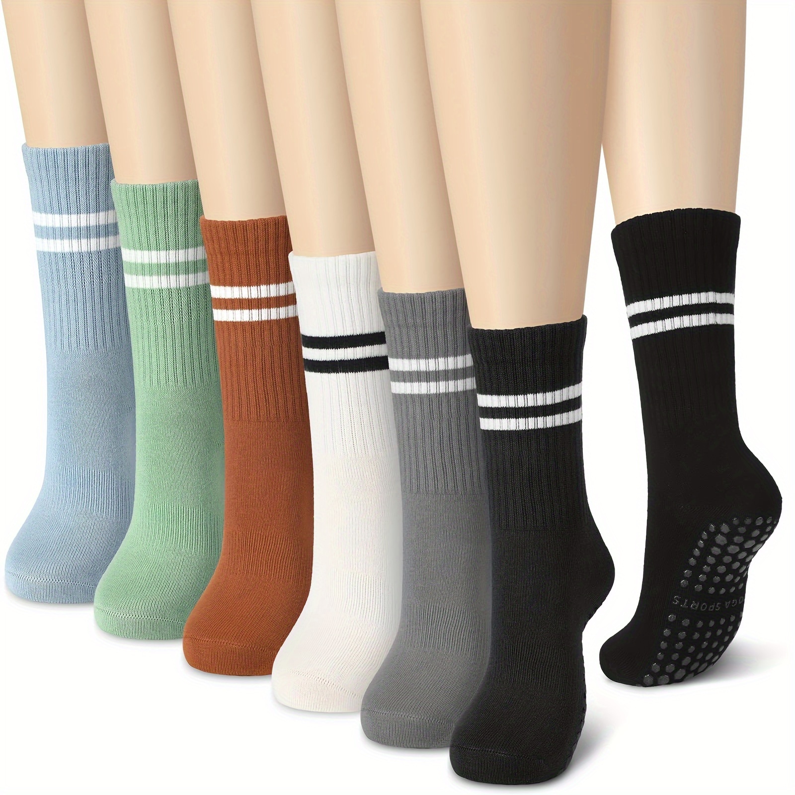  Grip Socks For Pilates, Yoga, Hospital, Barre, Cushioned  Ankle Sports Socks Women Non Slip Slipper Socks 2 Pairs Black And Grey