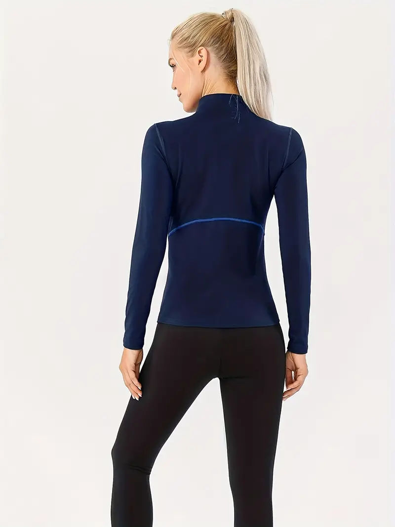Half Zipper Yoga Sportswear Fitness Running Slim Top Long - Temu