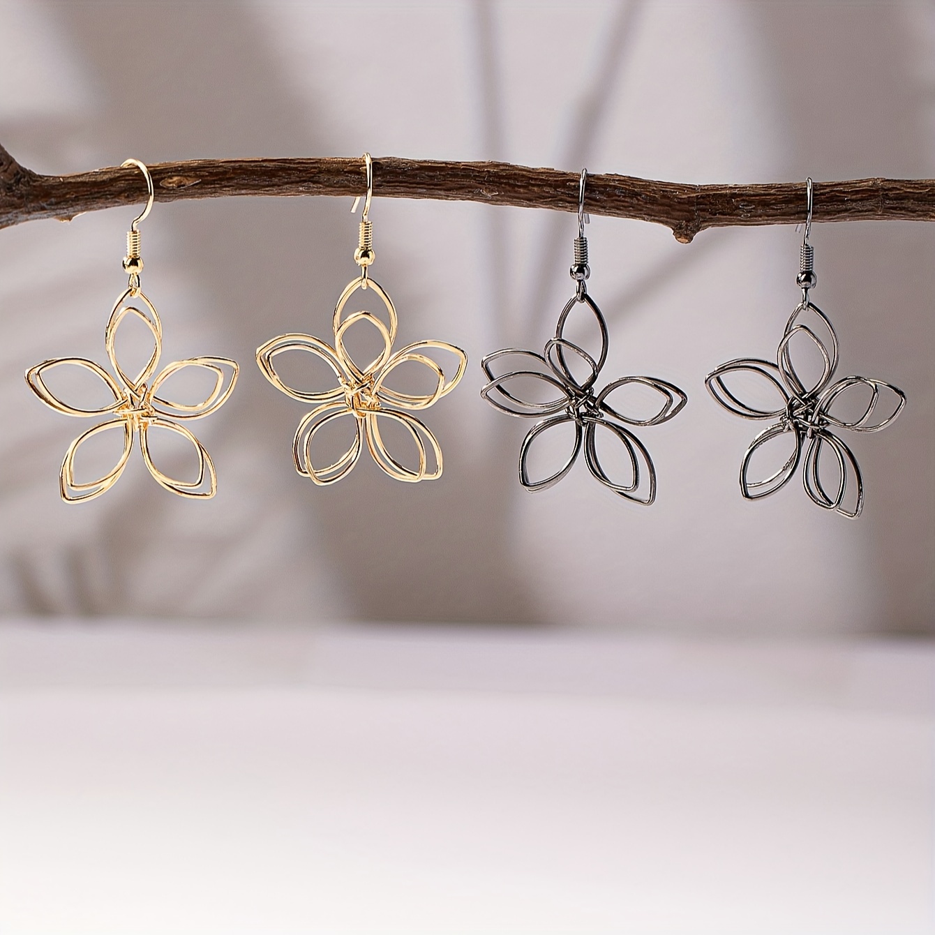 Flower Hollow Dangle Earrings Alloy Earrings