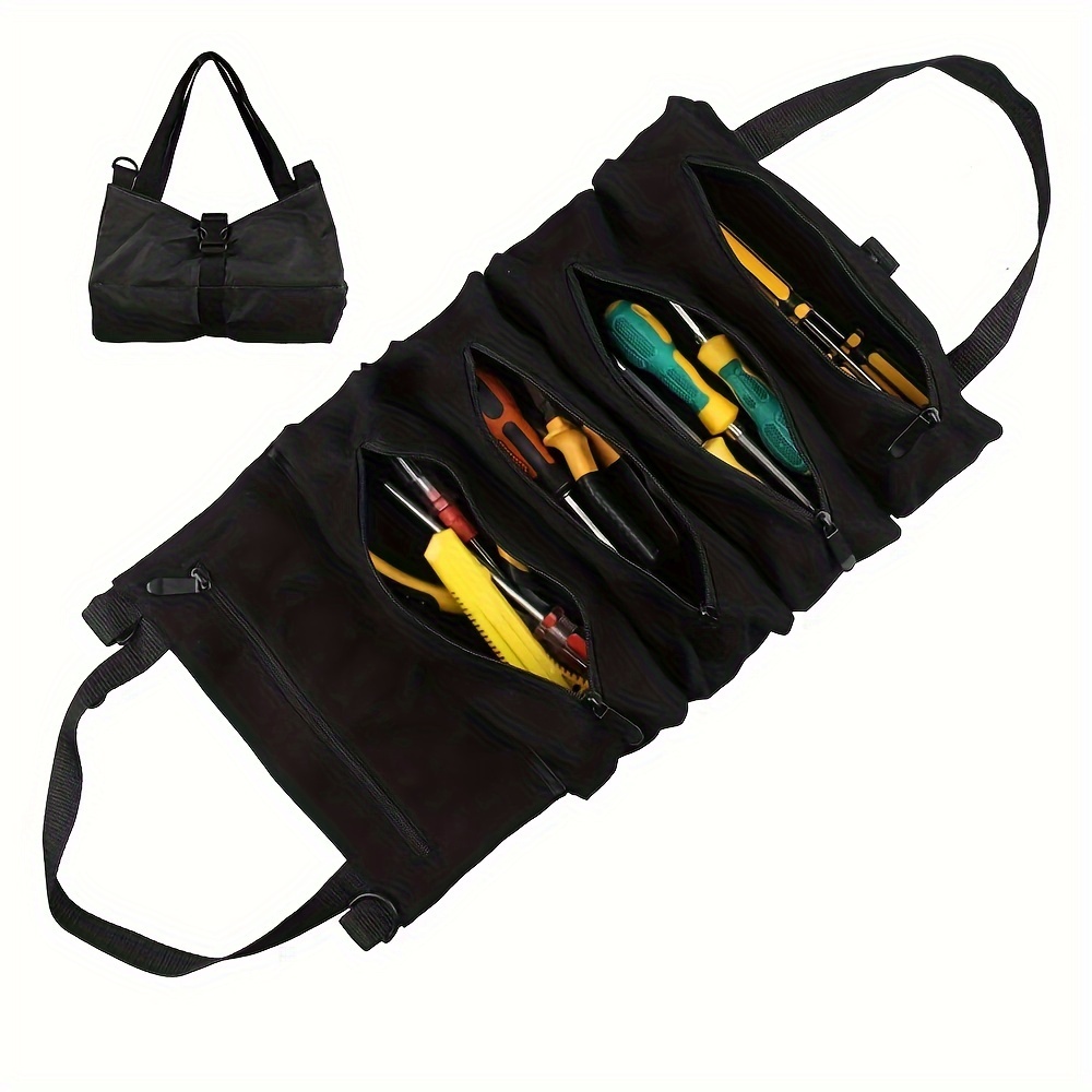 1pc Tool Roll Up Bag Multi Purpose Roll Up Tool Bag Bag Tool Organizers  Storage Wrench Roll Canvas Tool Organizer Bucket Car First Aid Kit Wrap  Roll Storage Case - Tools 