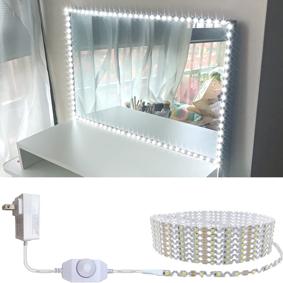 Espejo de tocador con luces, espejo de maquillaje con tira LED de 3 modos  de iluminación atenuables, espejo de pared y de mesa con puerto de carga  USB