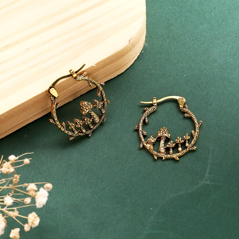 Women's Ancient Golden Tree Branch Hoop Earrings