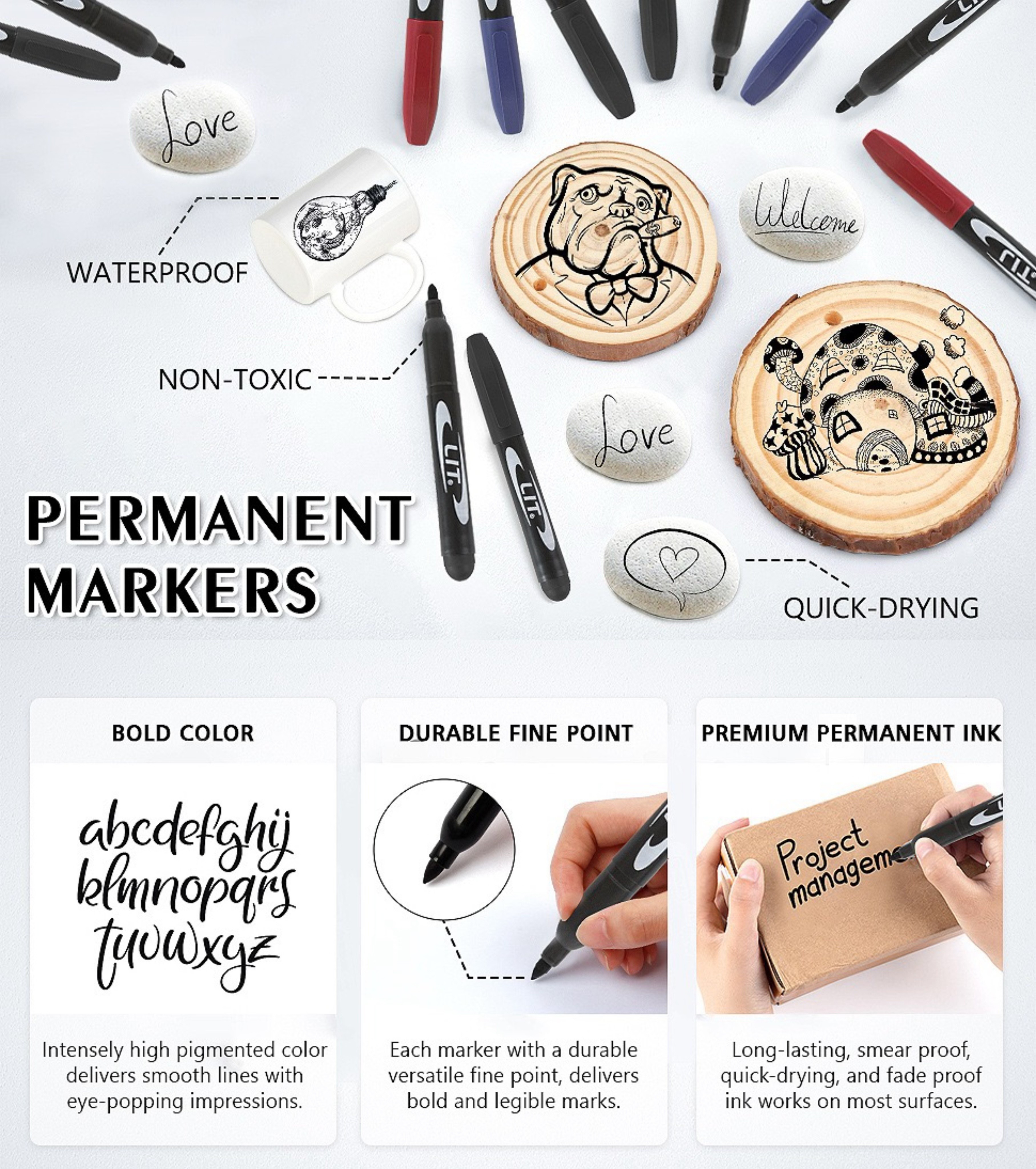 Premium Double-headed Color Marker Pens - Quick-drying, Permanent