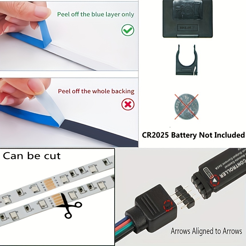 5v Led Strip Lights Set 2835 Rgb Colorful 24 Keys Controller - Temu United  Arab Emirates