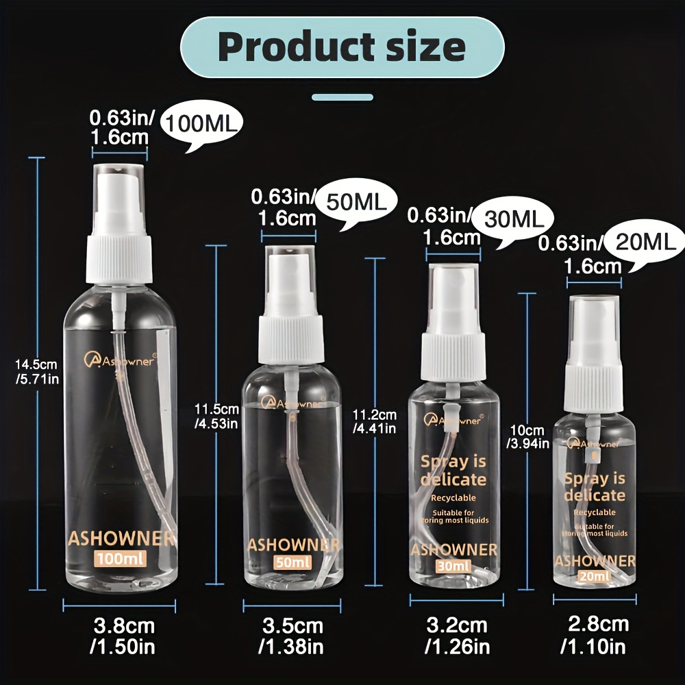 5pcs 20ml Travel Plastic Clear Empty Cosmetic Mini Spray Bottle Perfume