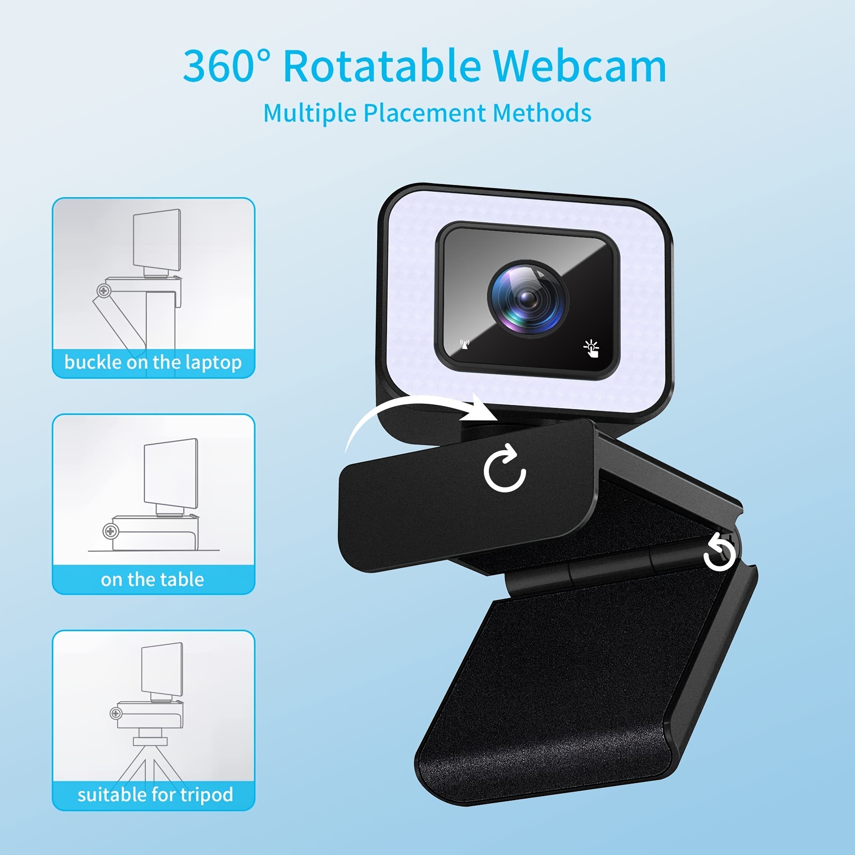 Webcam HD 1080p avec anneau lumineux caméra Web avec - Temu Canada