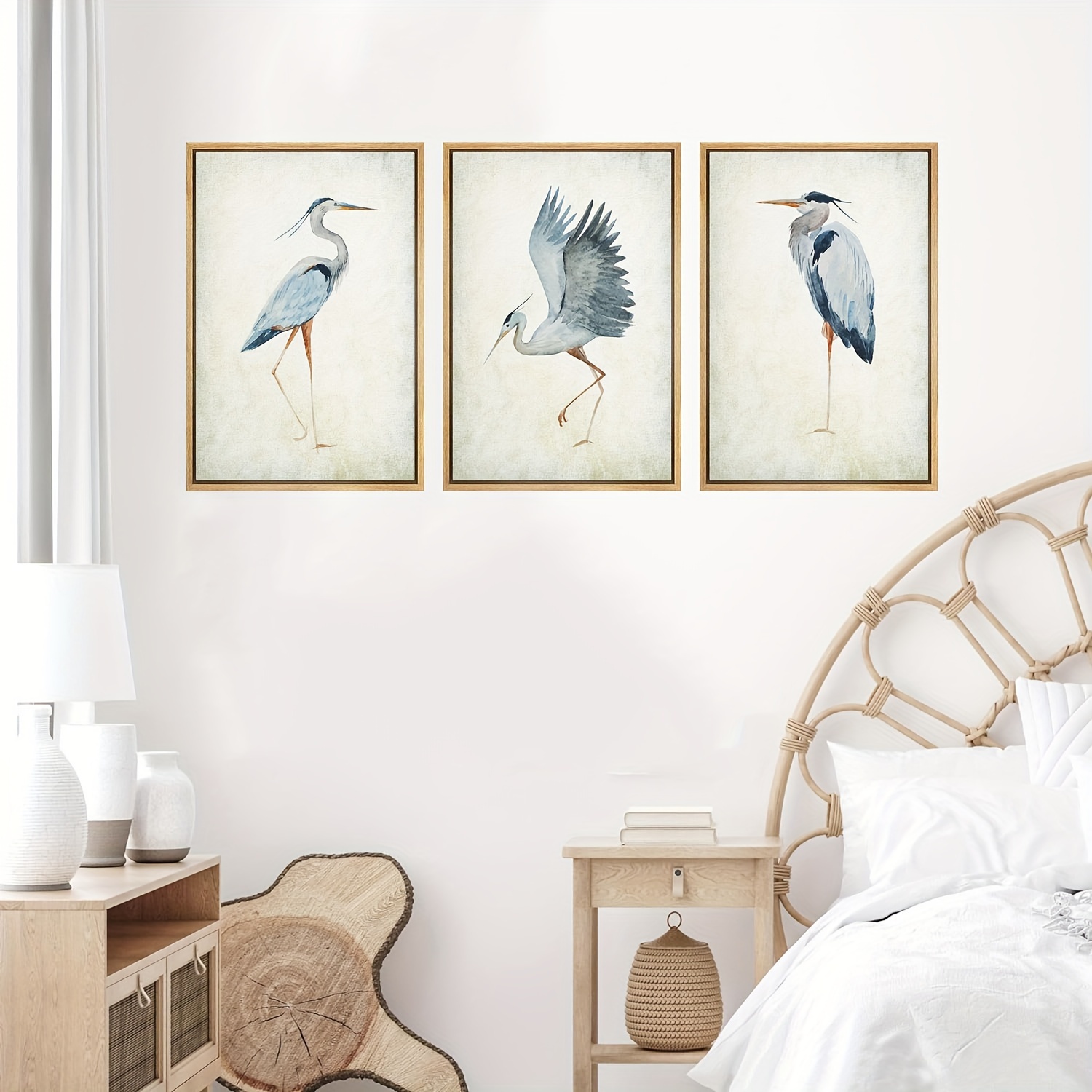 3pcs canvas wall art heron bird wild animal gallery wrap modern home art 8 10 inch 12 16 inch 16 24 inc bedroom and office in three different sizes as a home gift frameless
