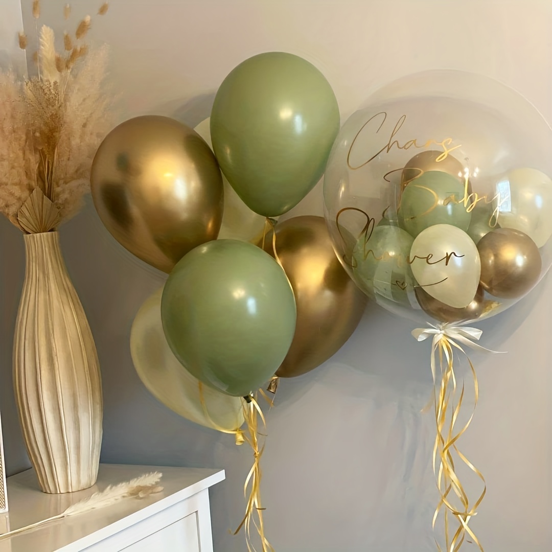 Verde Salvia ad Arco di Compleanno Palloncino 103 pezzi Palloncini Verde  Salvia Bianchi Oro Bianco Paillettes Metalliche Oro Palloncini per